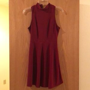 Monteau red high neckline dress